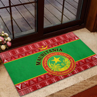 Personalised Mauritania Independence Day Rubber Doormat Mauritanian Map Mix African Pattern - Wonder Print Shop