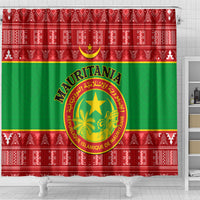 personalised-mauritania-independence-day-shower-curtain-mauritanian-map-mix-african-pattern
