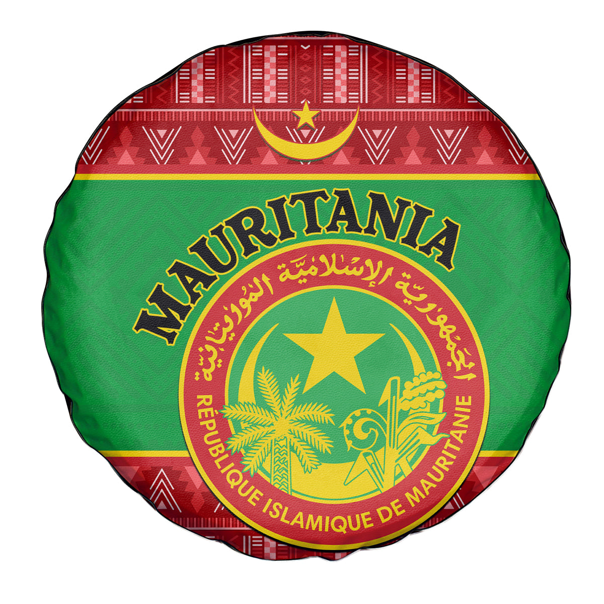 Personalised Mauritania Independence Day Spare Tire Cover Mauritanian Map Mix African Pattern - Wonder Print Shop