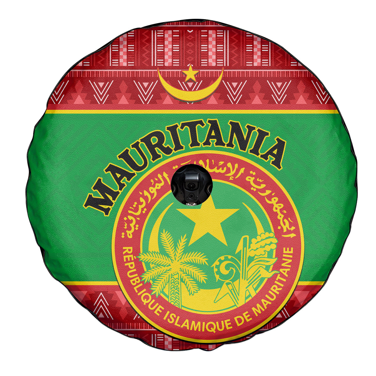 Personalised Mauritania Independence Day Spare Tire Cover Mauritanian Map Mix African Pattern - Wonder Print Shop