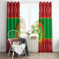 Personalised Mauritania Independence Day Window Curtain Mauritanian Map Mix African Pattern - Wonder Print Shop