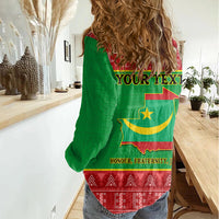 Personalised Mauritania Independence Day Women Casual Shirt Mauritanian Map Mix African Pattern - Wonder Print Shop