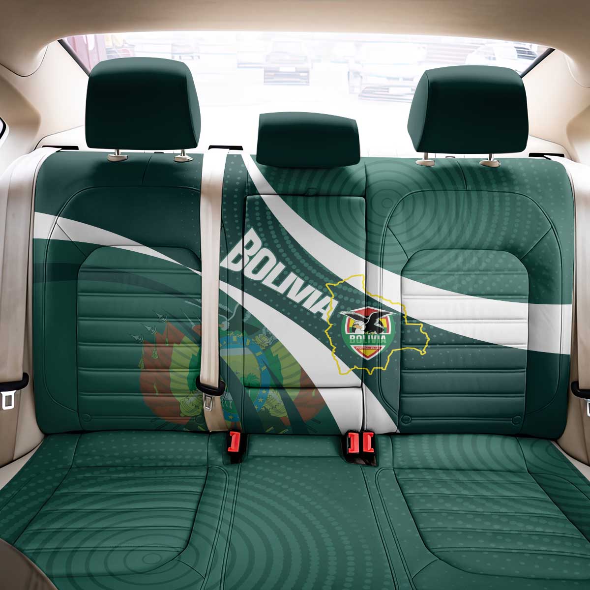 Bolivia Football Back Car Seat Cover La Verde Sporty Curves Style - Wonder Print Shop