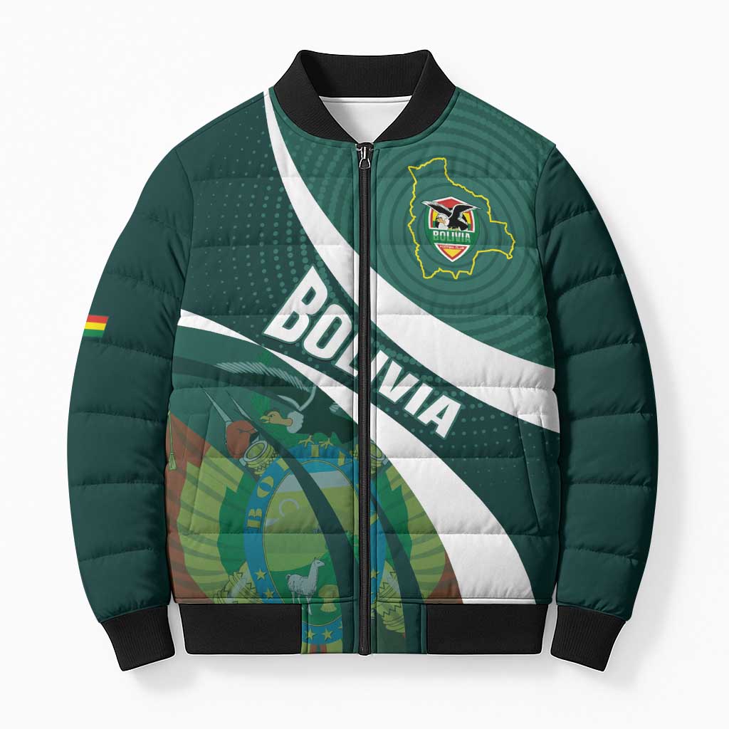 Custom Bolivia Football Bomber Puffer Jacket La Verde Sporty Curves Style - Wonder Print Shop