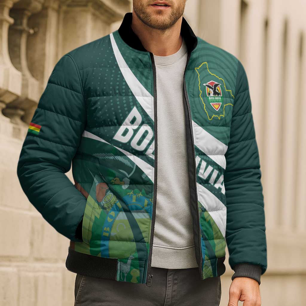 Custom Bolivia Football Bomber Puffer Jacket La Verde Sporty Curves Style - Wonder Print Shop
