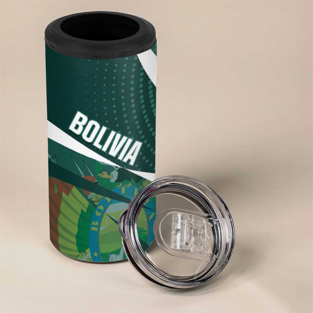 Custom Bolivia Football 4 in 1 Can Cooler Tumbler La Verde Sporty Curves Style - Wonder Print Shop