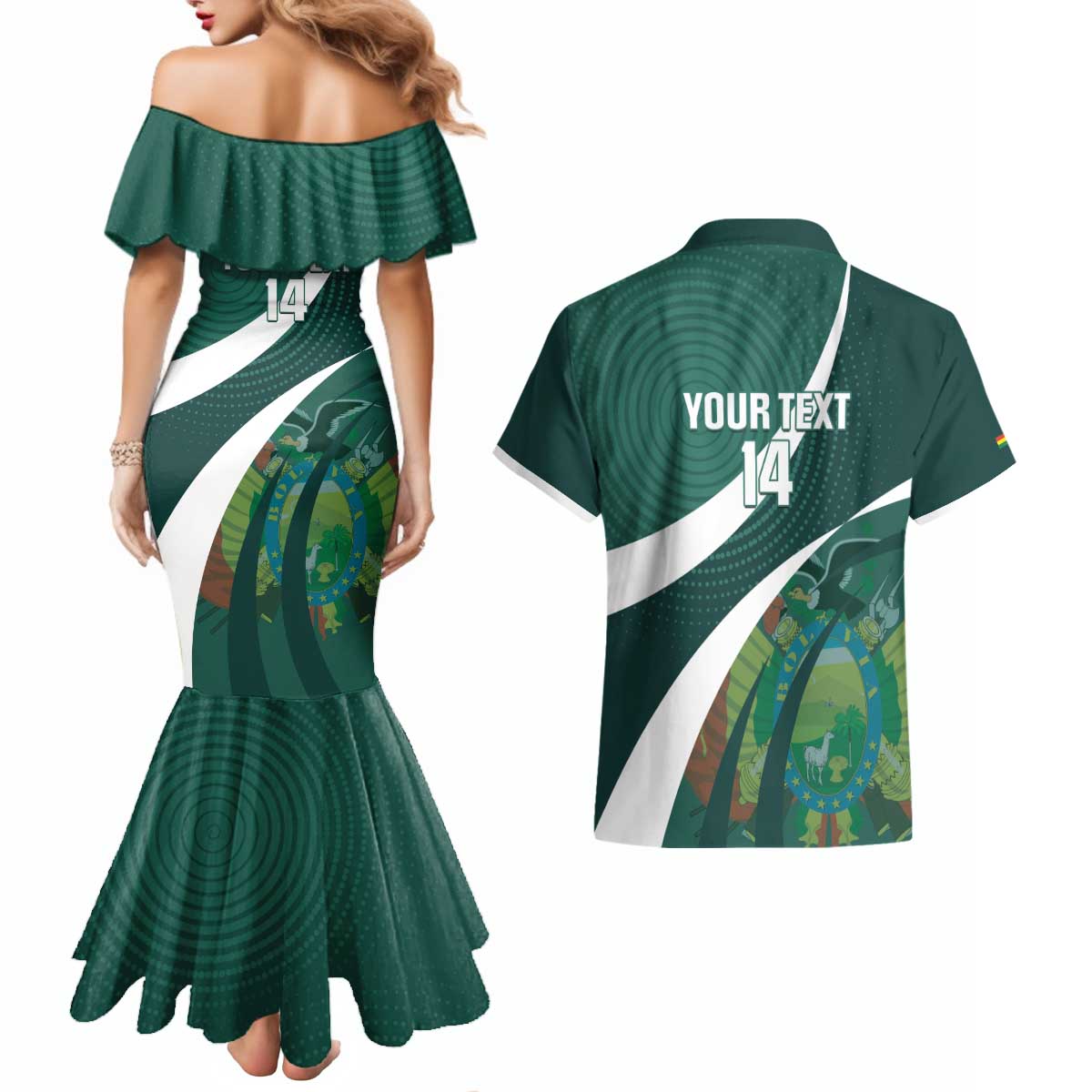Custom Bolivia Football Couples Matching Mermaid Dress and Hawaiian Shirt La Verde Sporty Curves Style - Wonder Print Shop