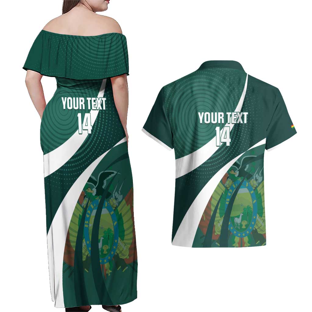 Custom Bolivia Football Couples Matching Off Shoulder Maxi Dress and Hawaiian Shirt La Verde Sporty Curves Style - Wonder Print Shop