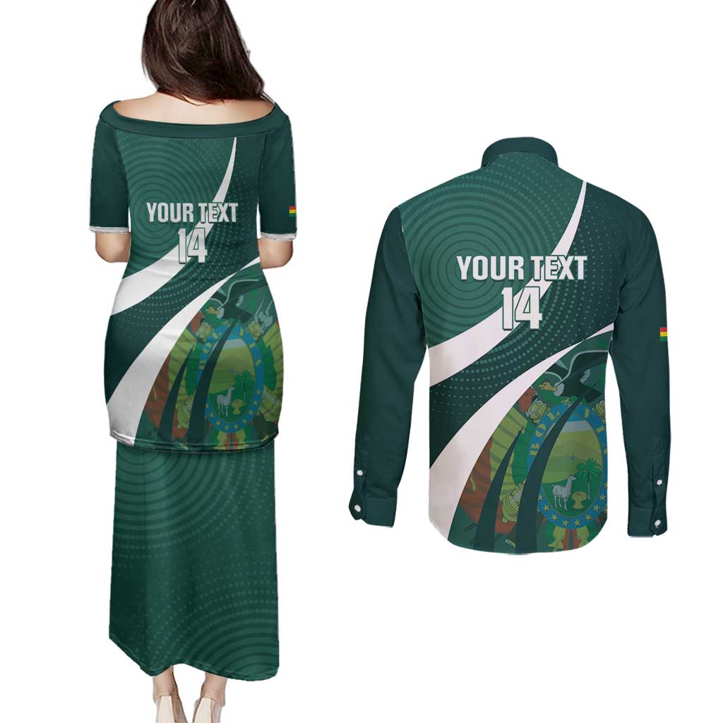 Custom Bolivia Football Couples Matching Puletasi and Long Sleeve Button Shirt La Verde Sporty Curves Style - Wonder Print Shop