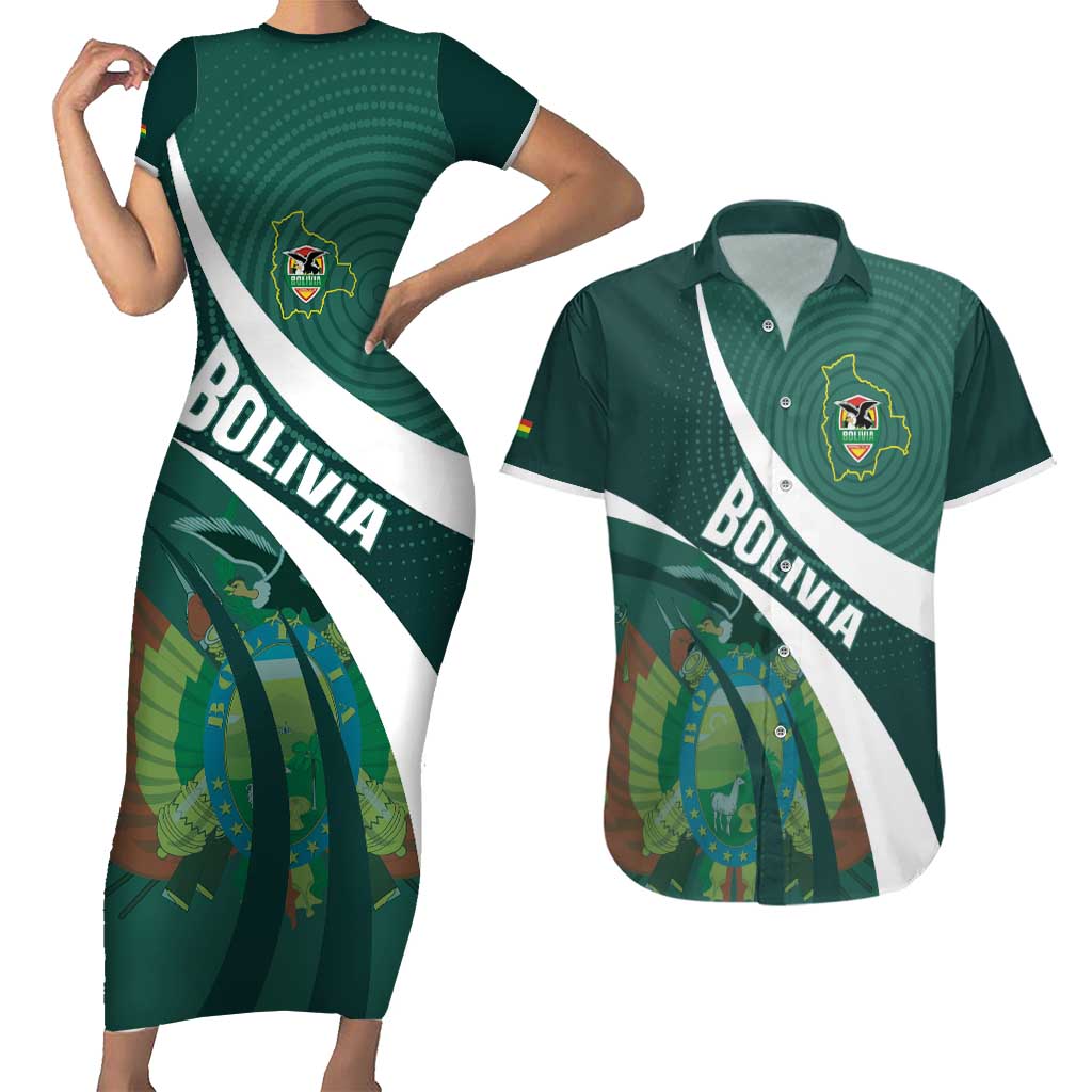Custom Bolivia Football Couples Matching Short Sleeve Bodycon Dress and Hawaiian Shirt La Verde Sporty Curves Style - Wonder Print Shop
