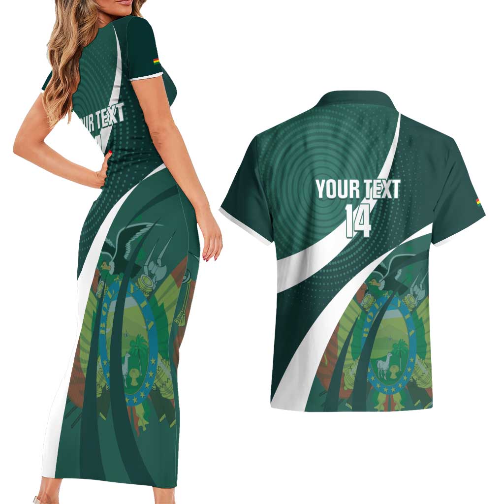 Custom Bolivia Football Couples Matching Short Sleeve Bodycon Dress and Hawaiian Shirt La Verde Sporty Curves Style - Wonder Print Shop