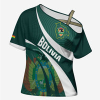 Custom Bolivia Football Cross Shoulder Shirt La Verde Sporty Curves Style - Wonder Print Shop
