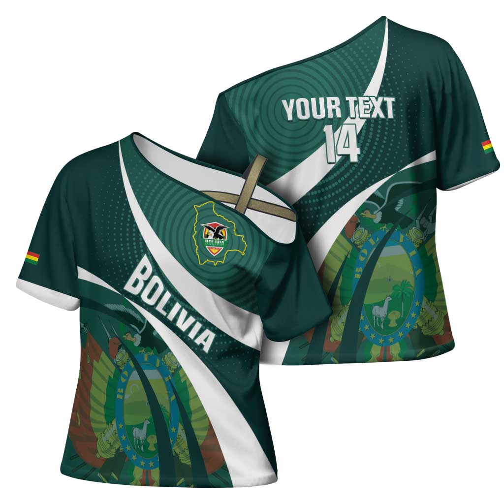 Custom Bolivia Football Cross Shoulder Shirt La Verde Sporty Curves Style - Wonder Print Shop