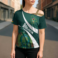 Custom Bolivia Football Cross Shoulder Shirt La Verde Sporty Curves Style - Wonder Print Shop