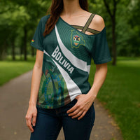 Custom Bolivia Football Cross Shoulder Shirt La Verde Sporty Curves Style - Wonder Print Shop