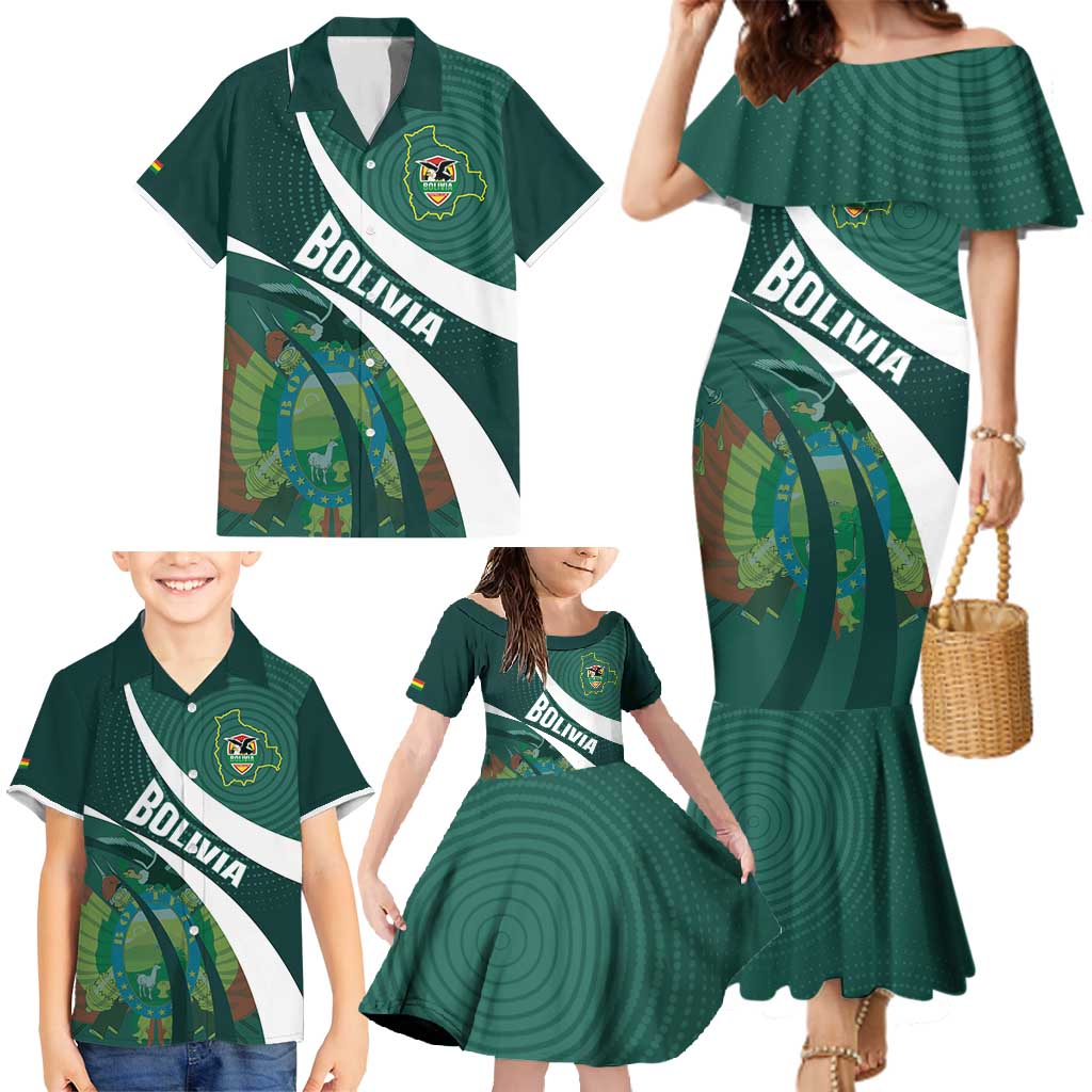 Custom Bolivia Football Family Matching Mermaid Dress and Hawaiian Shirt La Verde Sporty Curves Style - Wonder Print Shop
