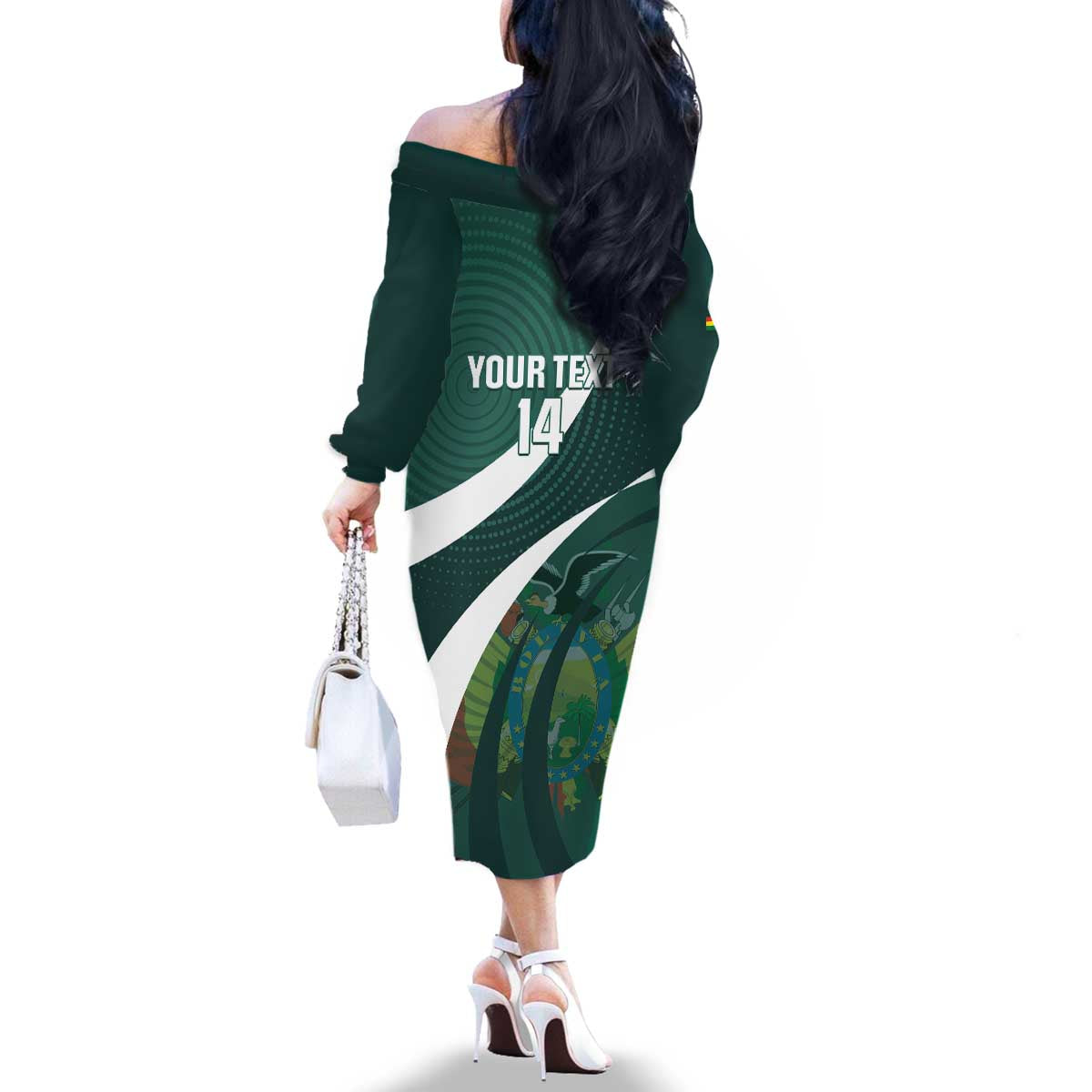 Custom Bolivia Football Family Matching Off The Shoulder Long Sleeve Dress and Hawaiian Shirt La Verde Sporty Curves Style - Wonder Print Shop