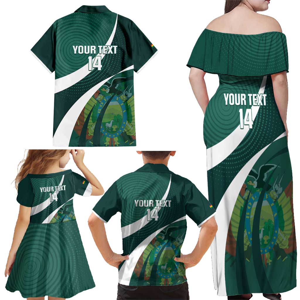 Custom Bolivia Football Family Matching Off Shoulder Maxi Dress and Hawaiian Shirt La Verde Sporty Curves Style - Wonder Print Shop