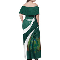 Custom Bolivia Football Family Matching Off Shoulder Maxi Dress and Hawaiian Shirt La Verde Sporty Curves Style - Wonder Print Shop
