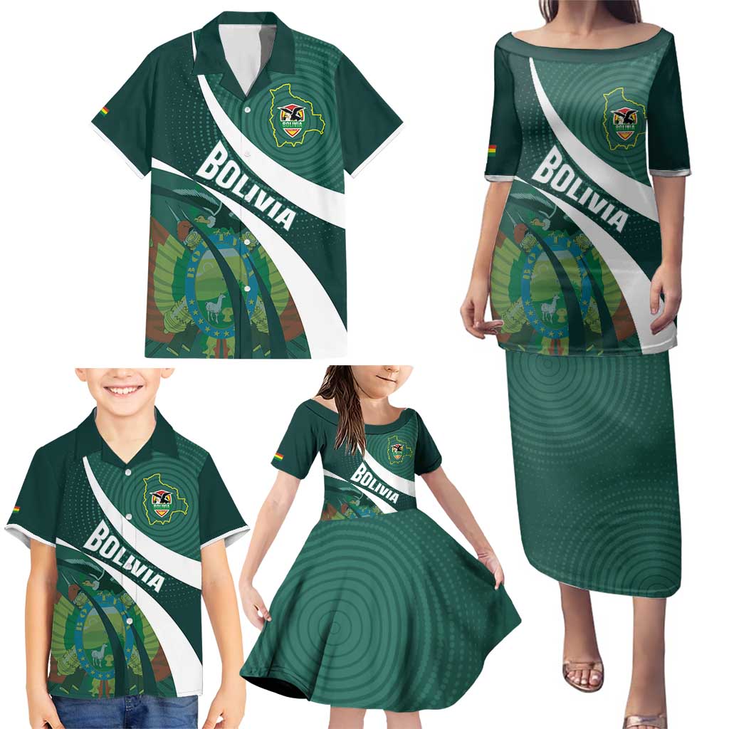 Custom Bolivia Football Family Matching Puletasi and Hawaiian Shirt La Verde Sporty Curves Style - Wonder Print Shop