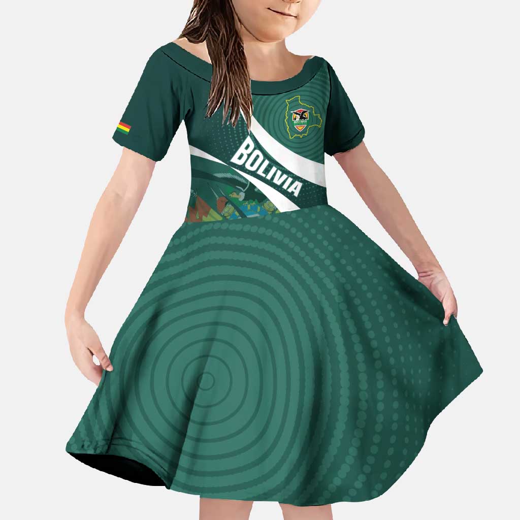 Custom Bolivia Football Family Matching Short Sleeve Bodycon Dress and Hawaiian Shirt La Verde Sporty Curves Style - Wonder Print Shop
