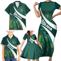 Custom Bolivia Football Family Matching Short Sleeve Bodycon Dress and Hawaiian Shirt La Verde Sporty Curves Style - Wonder Print Shop