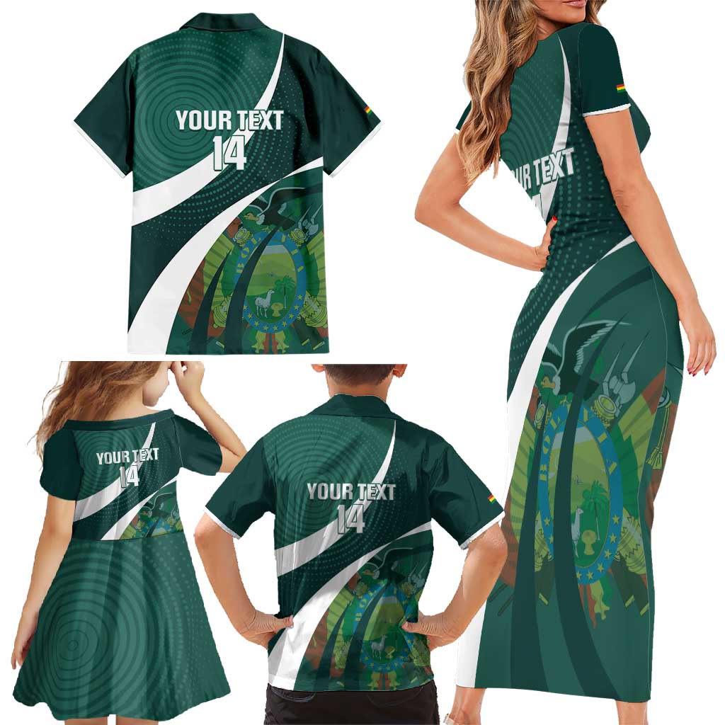 Custom Bolivia Football Family Matching Short Sleeve Bodycon Dress and Hawaiian Shirt La Verde Sporty Curves Style - Wonder Print Shop