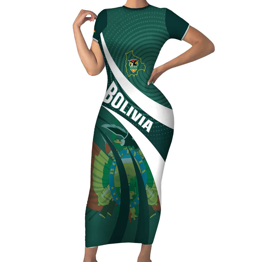 Custom Bolivia Football Family Matching Short Sleeve Bodycon Dress and Hawaiian Shirt La Verde Sporty Curves Style - Wonder Print Shop