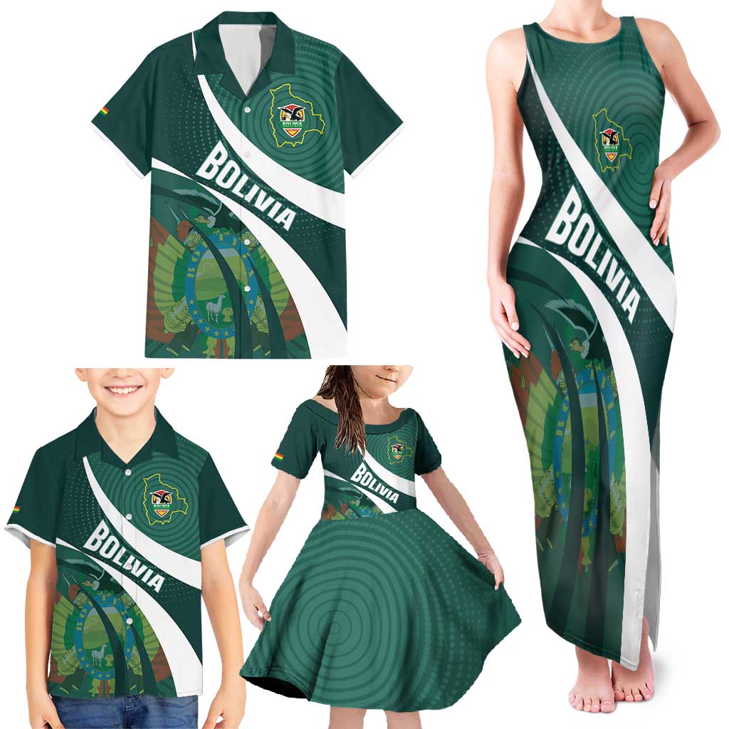 Custom Bolivia Football Family Matching Tank Maxi Dress and Hawaiian Shirt La Verde Sporty Curves Style - Wonder Print Shop