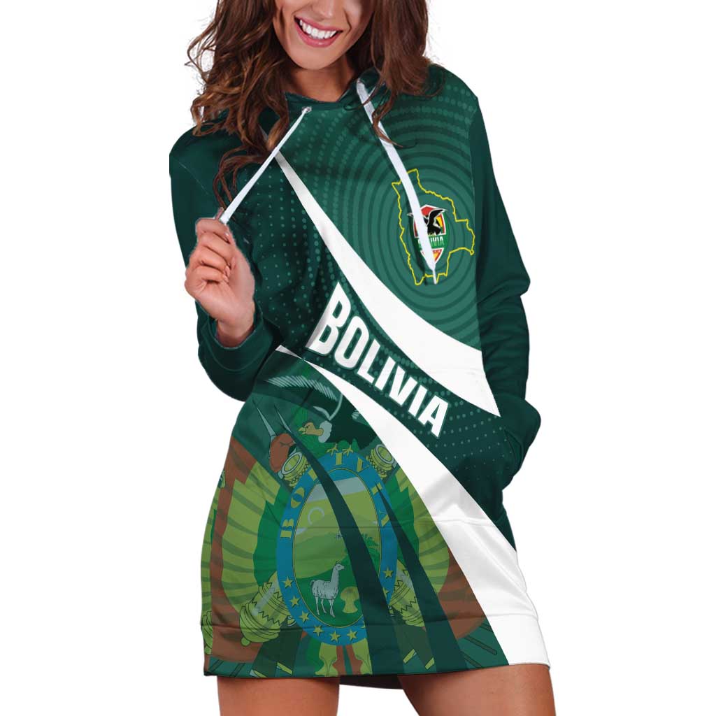 Custom Bolivia Football Hoodie Dress La Verde Sporty Curves Style - Wonder Print Shop