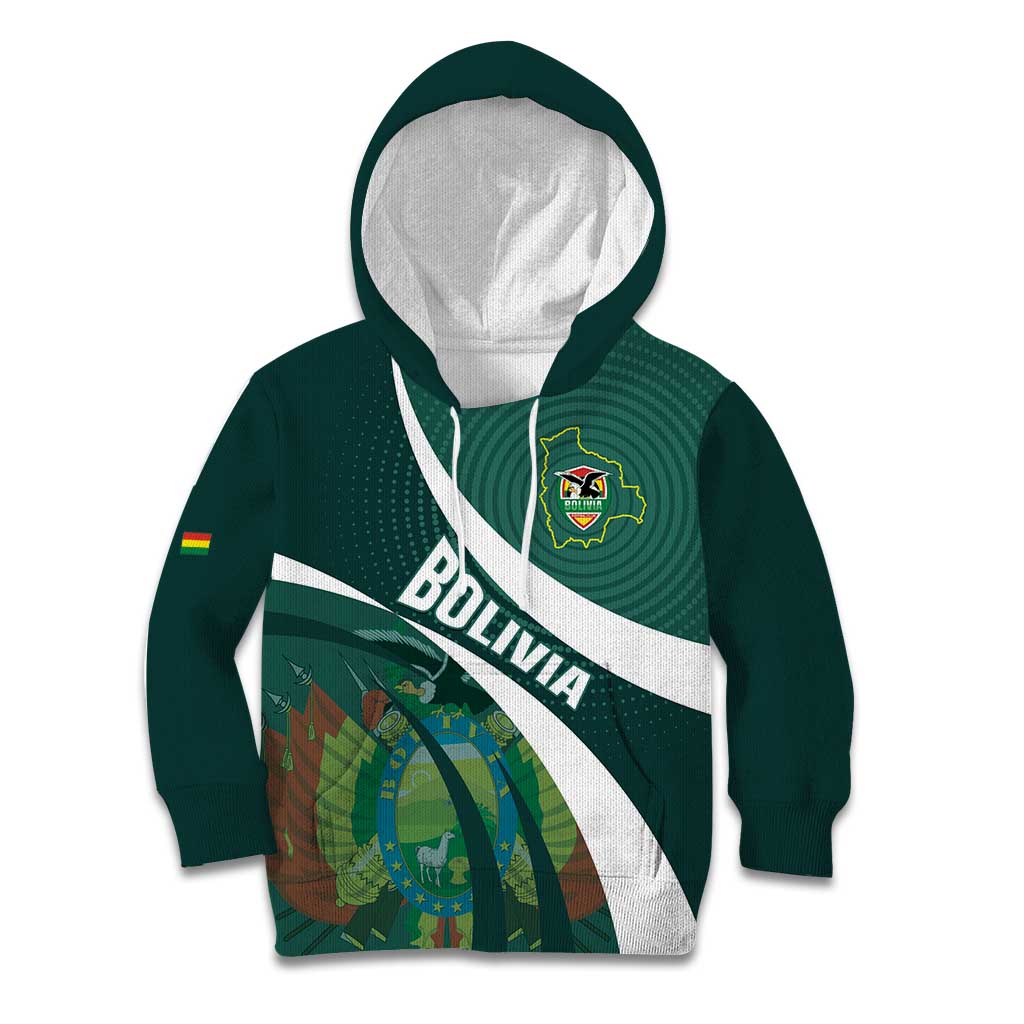 Custom Bolivia Football Kid Hoodie La Verde Sporty Curves Style - Wonder Print Shop