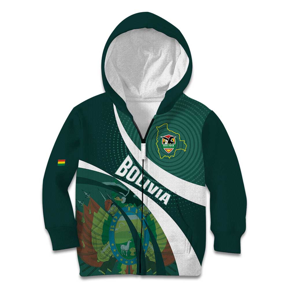 Custom Bolivia Football Kid Hoodie La Verde Sporty Curves Style - Wonder Print Shop