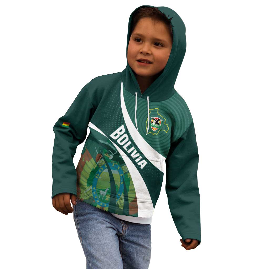 Custom Bolivia Football Kid Hoodie La Verde Sporty Curves Style - Wonder Print Shop