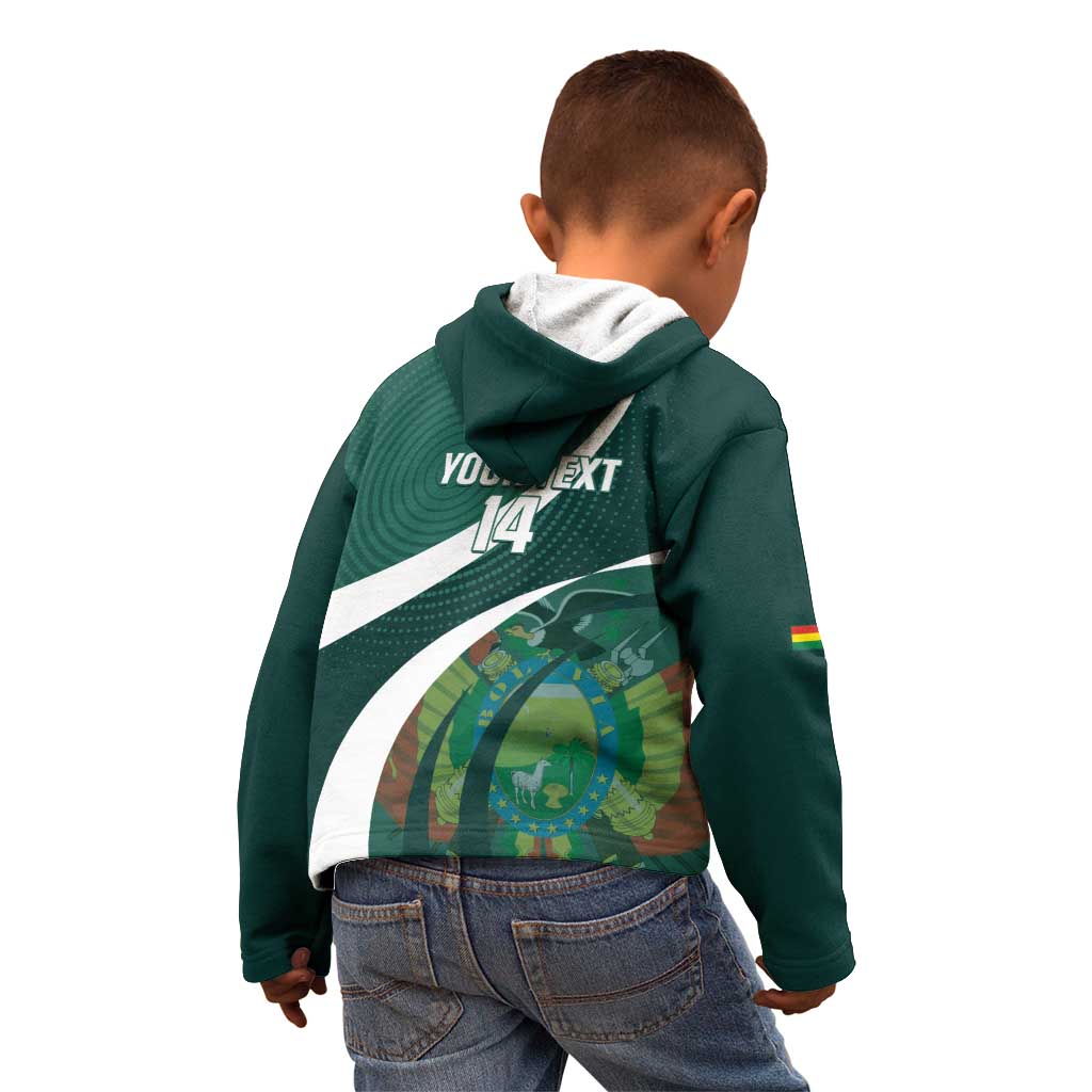 Custom Bolivia Football Kid Hoodie La Verde Sporty Curves Style - Wonder Print Shop