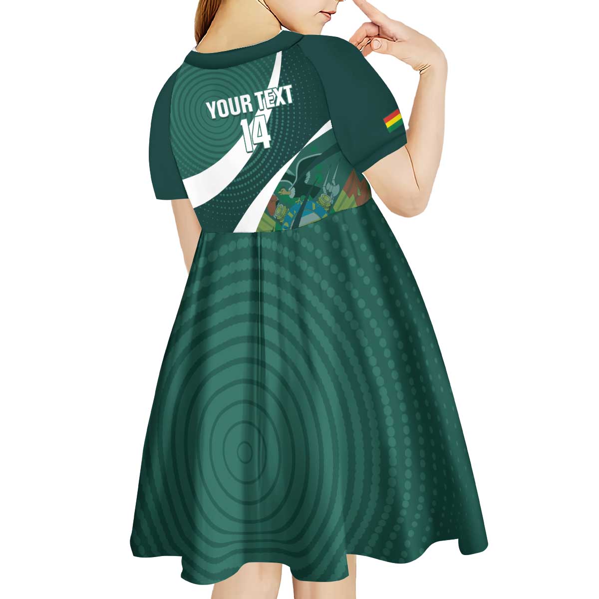 Custom Bolivia Football Kid Short Sleeve Dress La Verde Sporty Curves Style - Wonder Print Shop