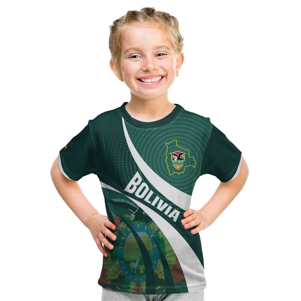 Custom Bolivia Football Kid T Shirt La Verde Sporty Curves Style - Wonder Print Shop