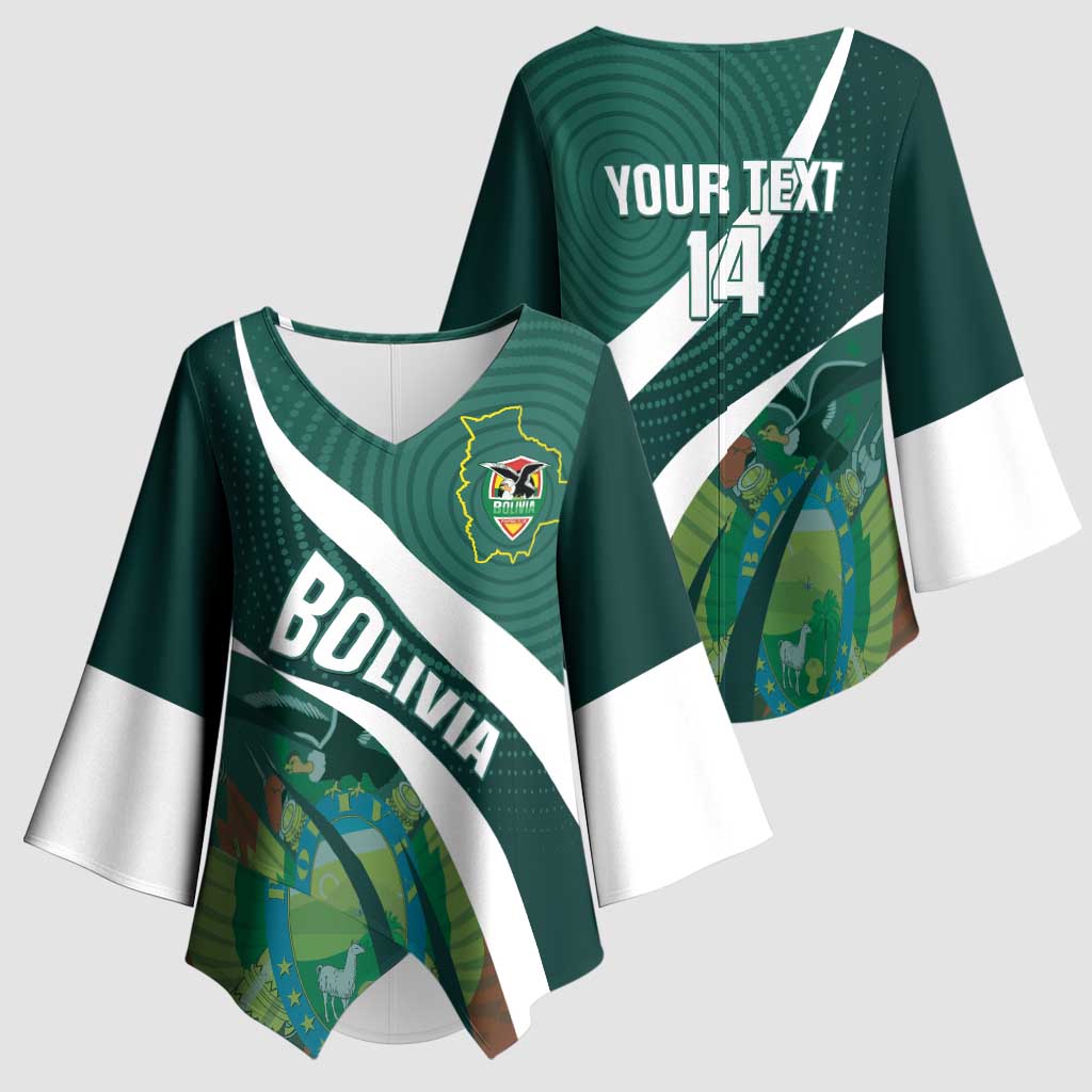 Custom Bolivia Football Kimono Sleeve Blouse La Verde Sporty Curves Style - Wonder Print Shop