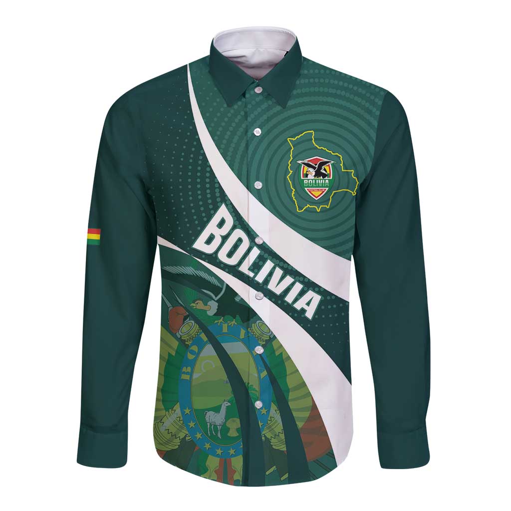 Custom Bolivia Football Long Sleeve Button Shirt La Verde Sporty Curves Style - Wonder Print Shop