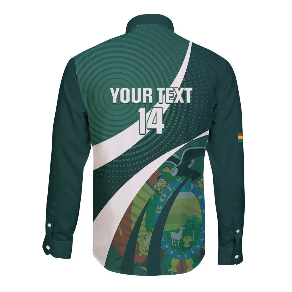 Custom Bolivia Football Long Sleeve Button Shirt La Verde Sporty Curves Style - Wonder Print Shop