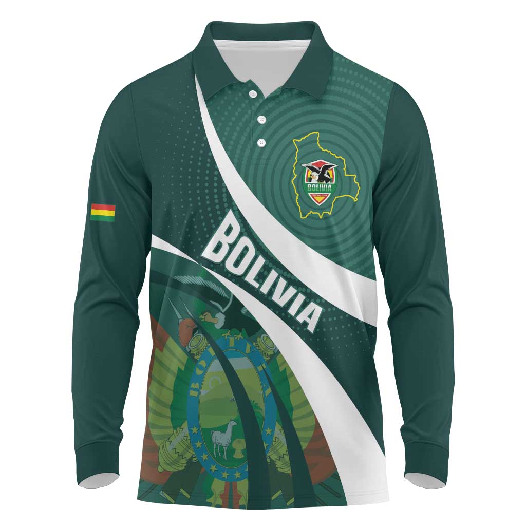 Custom Bolivia Football Long Sleeve Polo Shirt La Verde Sporty Curves Style - Wonder Print Shop