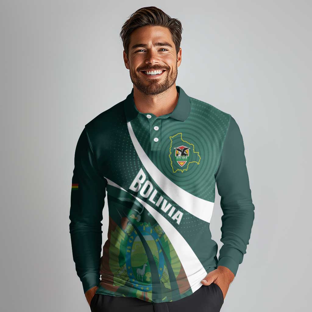 Custom Bolivia Football Long Sleeve Polo Shirt La Verde Sporty Curves Style - Wonder Print Shop