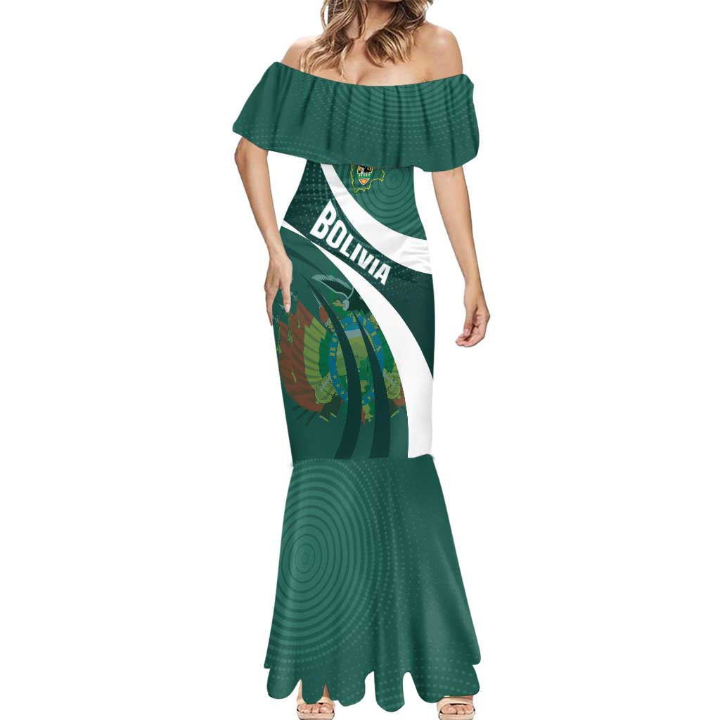 Custom Bolivia Football Mermaid Dress La Verde Sporty Curves Style - Wonder Print Shop