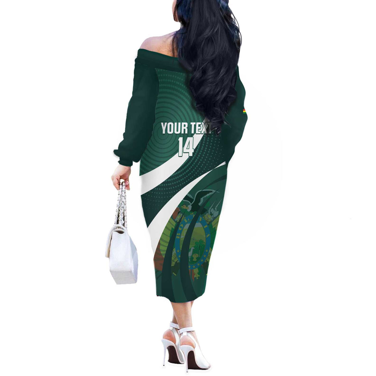 Custom Bolivia Football Off The Shoulder Long Sleeve Dress La Verde Sporty Curves Style - Wonder Print Shop