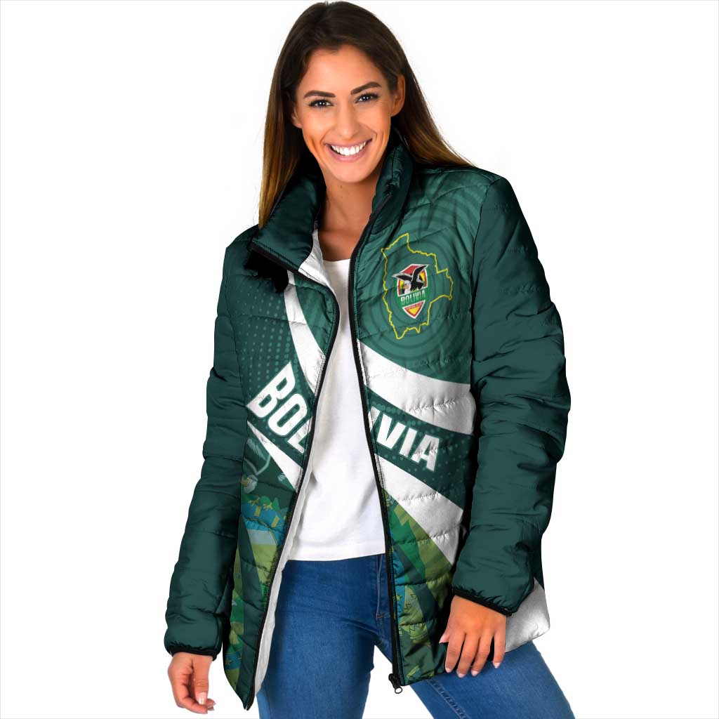 Custom Bolivia Football Padded Jacket La Verde Sporty Curves Style - Wonder Print Shop
