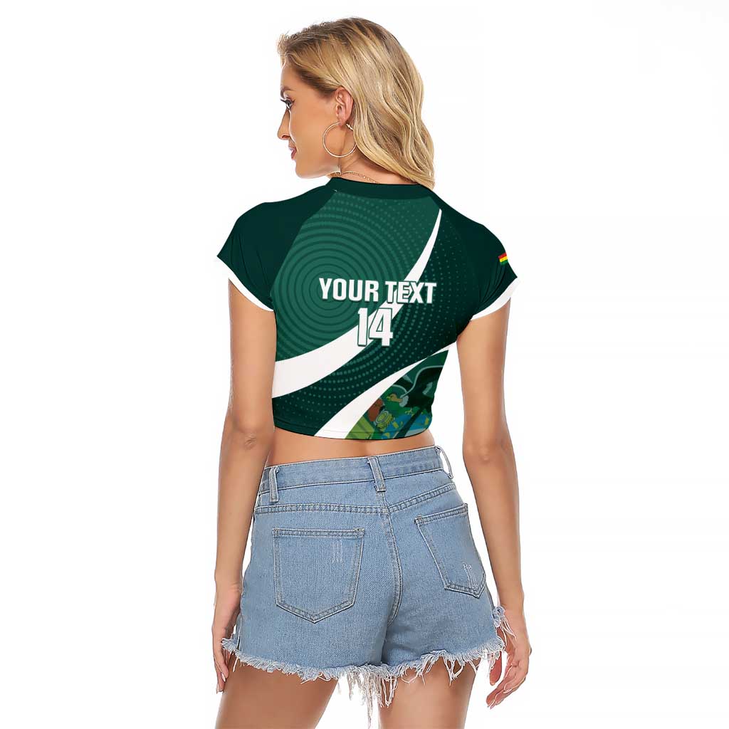 Custom Bolivia Football Raglan Cropped T Shirt La Verde Sporty Curves Style - Wonder Print Shop