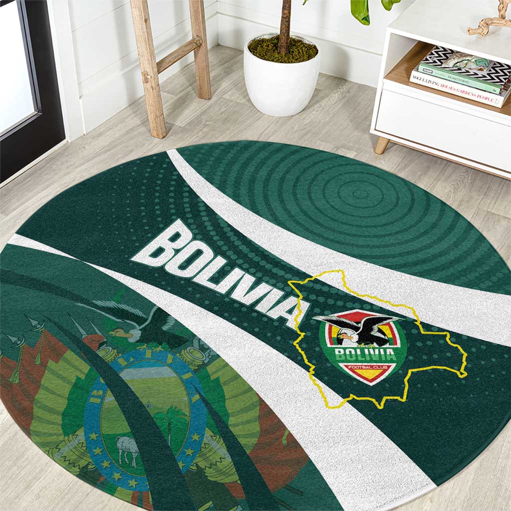 Bolivia Football Round Carpet La Verde Sporty Curves Style - Wonder Print Shop