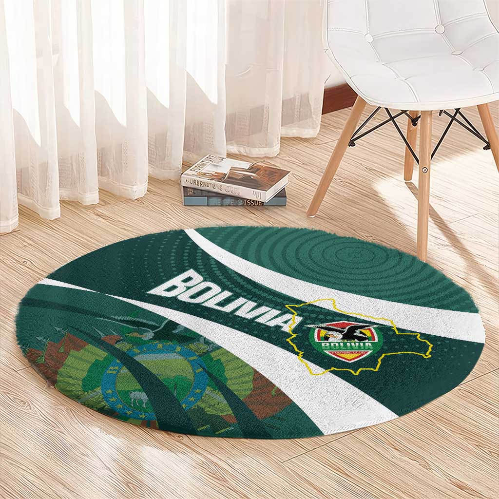 Bolivia Football Round Carpet La Verde Sporty Curves Style - Wonder Print Shop