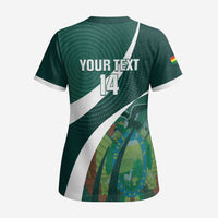 Custom Bolivia Football Scrub Top La Verde Sporty Curves Style - Wonder Print Shop