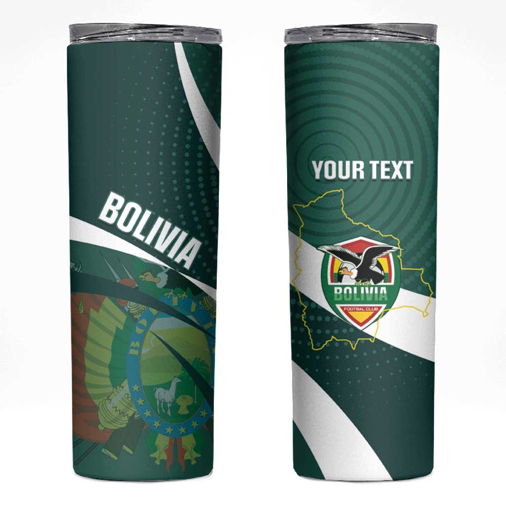 Custom Bolivia Football Skinny Tumbler La Verde Sporty Curves Style - Wonder Print Shop