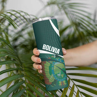 Custom Bolivia Football Skinny Tumbler La Verde Sporty Curves Style - Wonder Print Shop